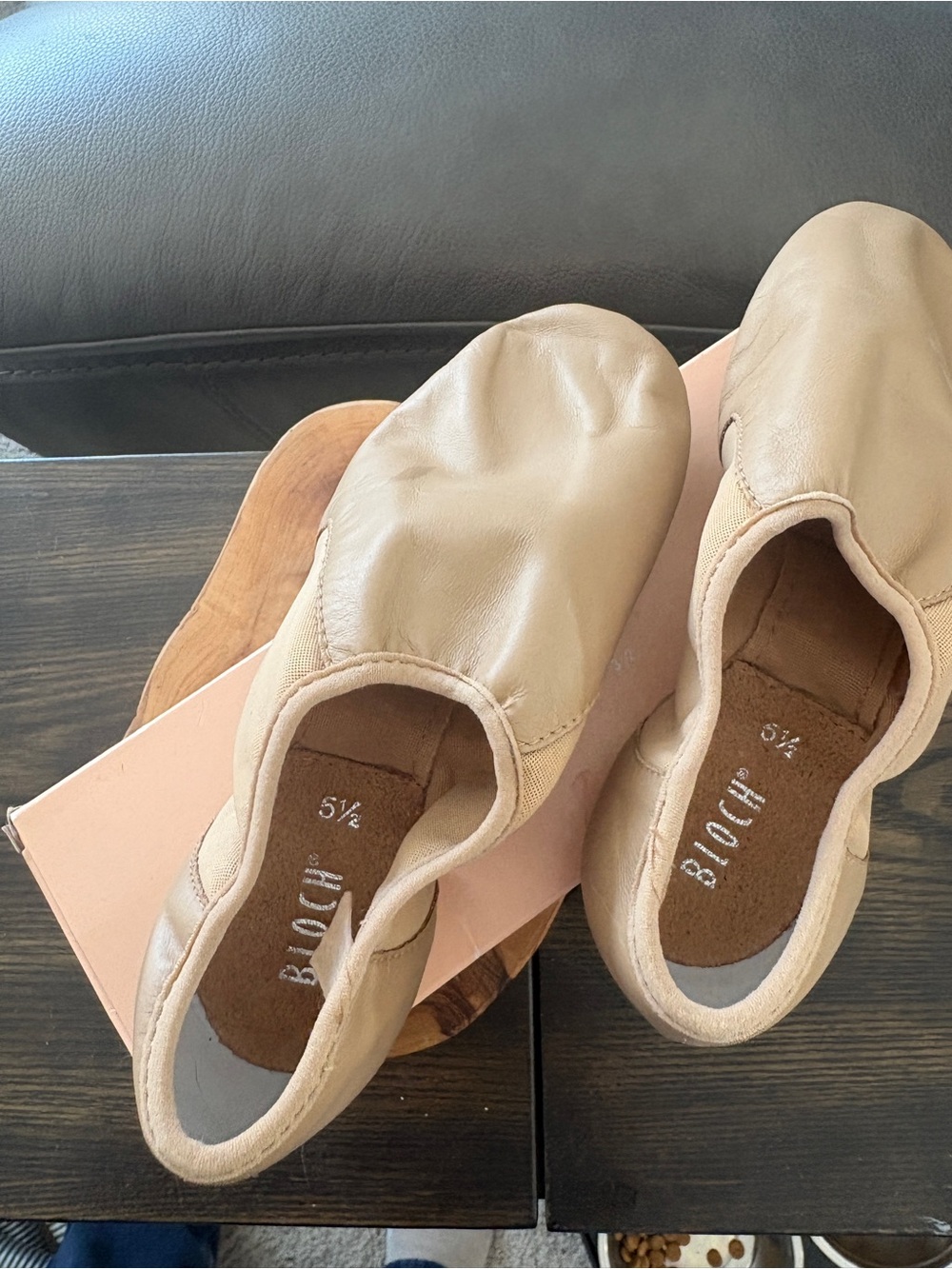 Bloch Beige Leather Slip-On Dance Flats